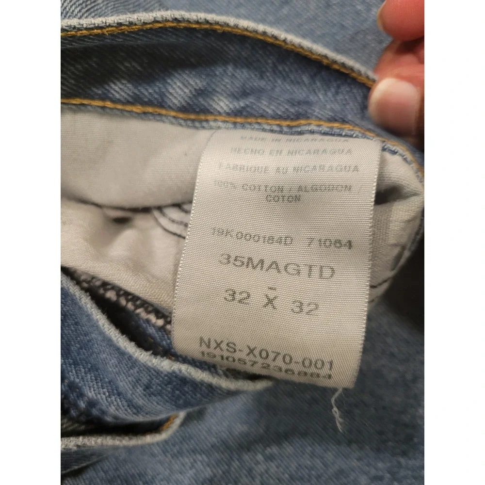 Wrangler Relaxed Fit Straight Leg Jeans Mens 32x32 Blue Denim Distressed Pockets